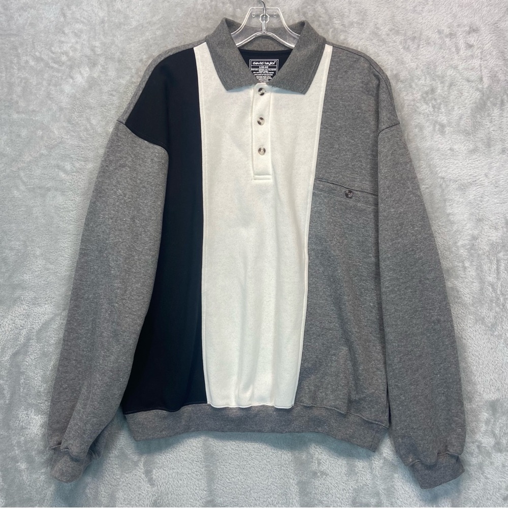 Vintage David Taylor Sweatshirt Mens Size L Color Block Stripe Knit